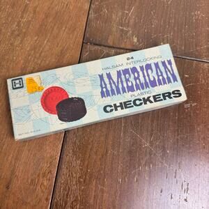 VTG Halsam‎ Interlocking American Plastic 24 Game Checkers No. 614/24 COMPLETE